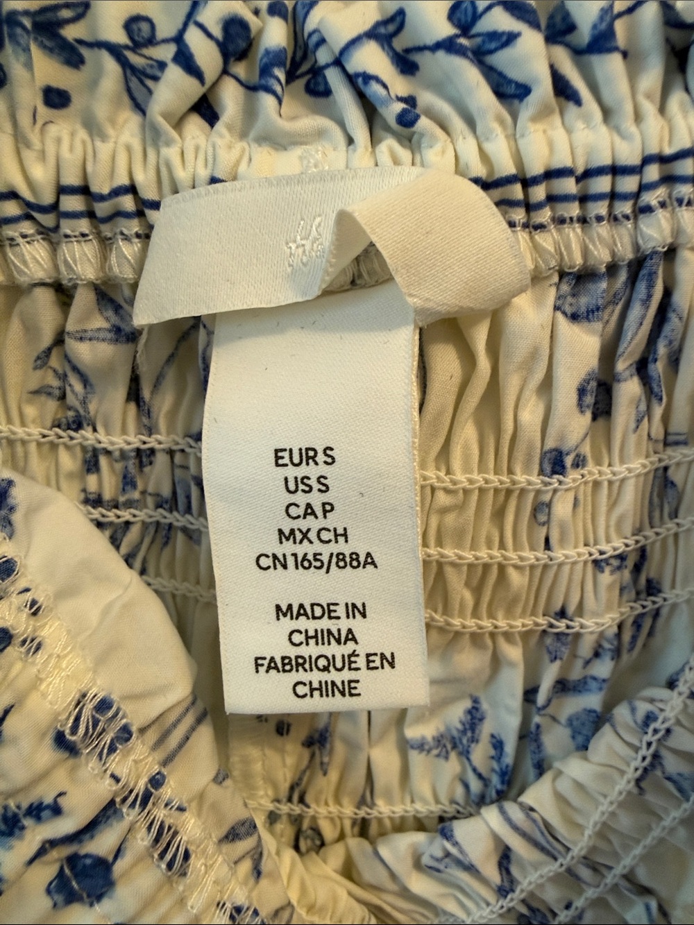 H&M OFF-THE-SHOULDER POPLIN DRESS Blue Floral - Picture 6 of 6